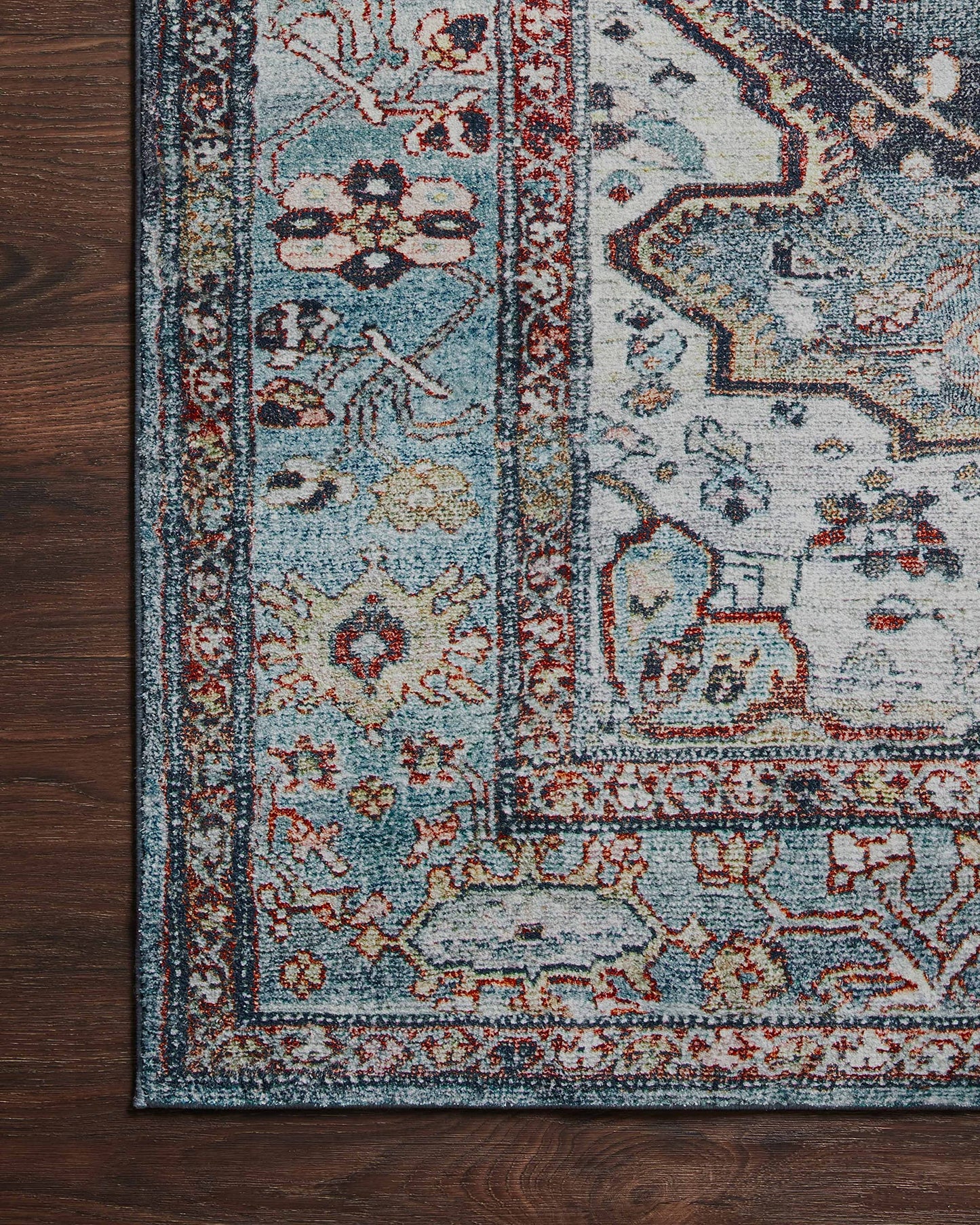 Loloi Margot Collection MAT-05 Ocean/Brick 2'-6" x 7'-6" Runner Rug feat. CloudPile, No-Shed Easy Clean Large Patterned Area Rug for Living Room, Bedroom, Dining Area