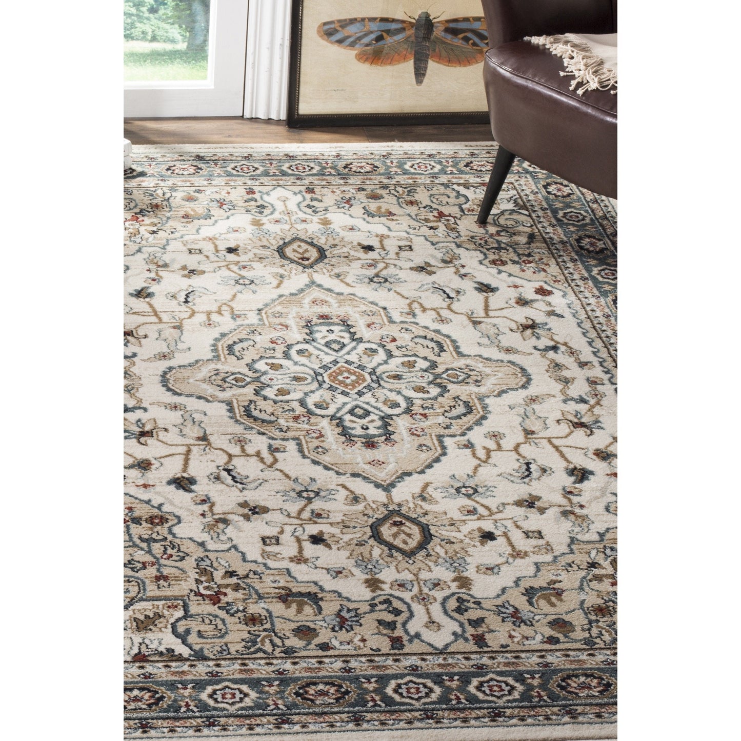 SAFAVIEH Lyndhurst Collection Area Rug - 8' x 10', Cream & Beige, Traditional Oriental Design, Non-Shedding & Easy Care, Ideal for High Traffic Areas in Living Room, Bedroom (LNH338B)