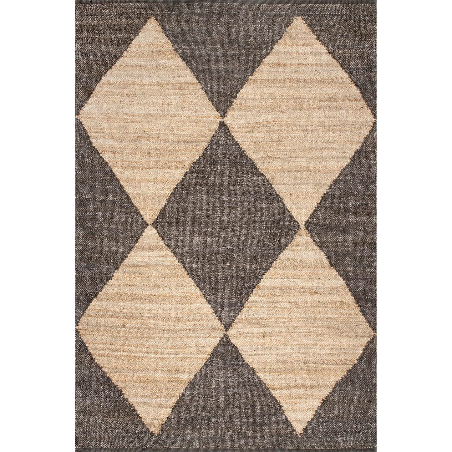 nuLOOM Pandora Diamond Jute Area Rug - 3' x 5' Black/Ivory Jute Accent Rug for Dining Room, Living Room, Entryway, Kitchen
