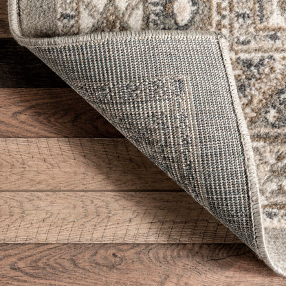nuLOOM Oval 4x6 Becca Traditional Tiled Area Rug, Taupe, Faded Transitional Design, Stain Resistant, For Bedroom, Dining Room, Living Room, Hallway, Office, Kitchen, Entryway