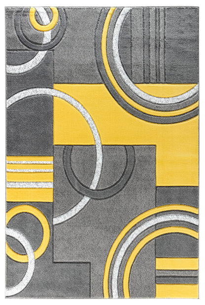 GLORY RUGS Area Rug Modern Soft Hand Carved Contemporary Floor Carpet with Premium Fluffy Texture for Indoor Living Dining Room and Bedroom Area (8x10, Yellow)