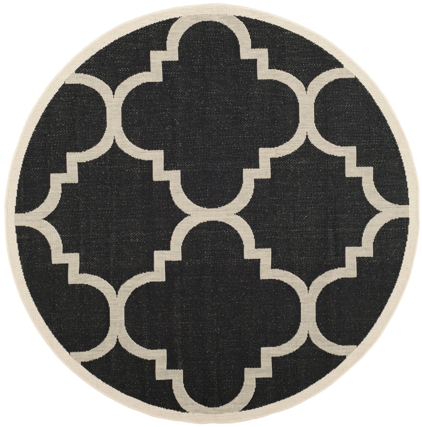 SAFAVIEH Courtyard Collection 4' Round Black/Beige CY6243 Moroccan Trellis Indoor/ Outdoor Waterproof Easy Cleaning Patio Backyard Mudroom Area Rug