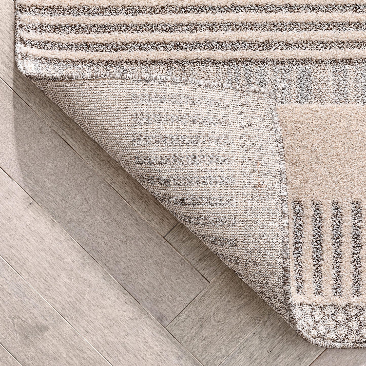 Well Woven Harlow Collection Briar Beige - Modern Tribal Minimalist Geometric 5x7 Area Rug - Ideal for Living Room, Dining Room & Bedroom - Durable, Stain Resistant & Easy to Clean