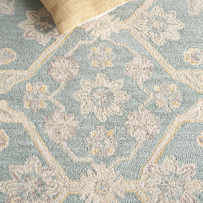 SAFAVIEH Area Rug 6x9 - Blossom Collection - Light Blue & Beige, Handmade Wool, Ideal for Living Room, Bedroom, Dining Space (BLM701L)