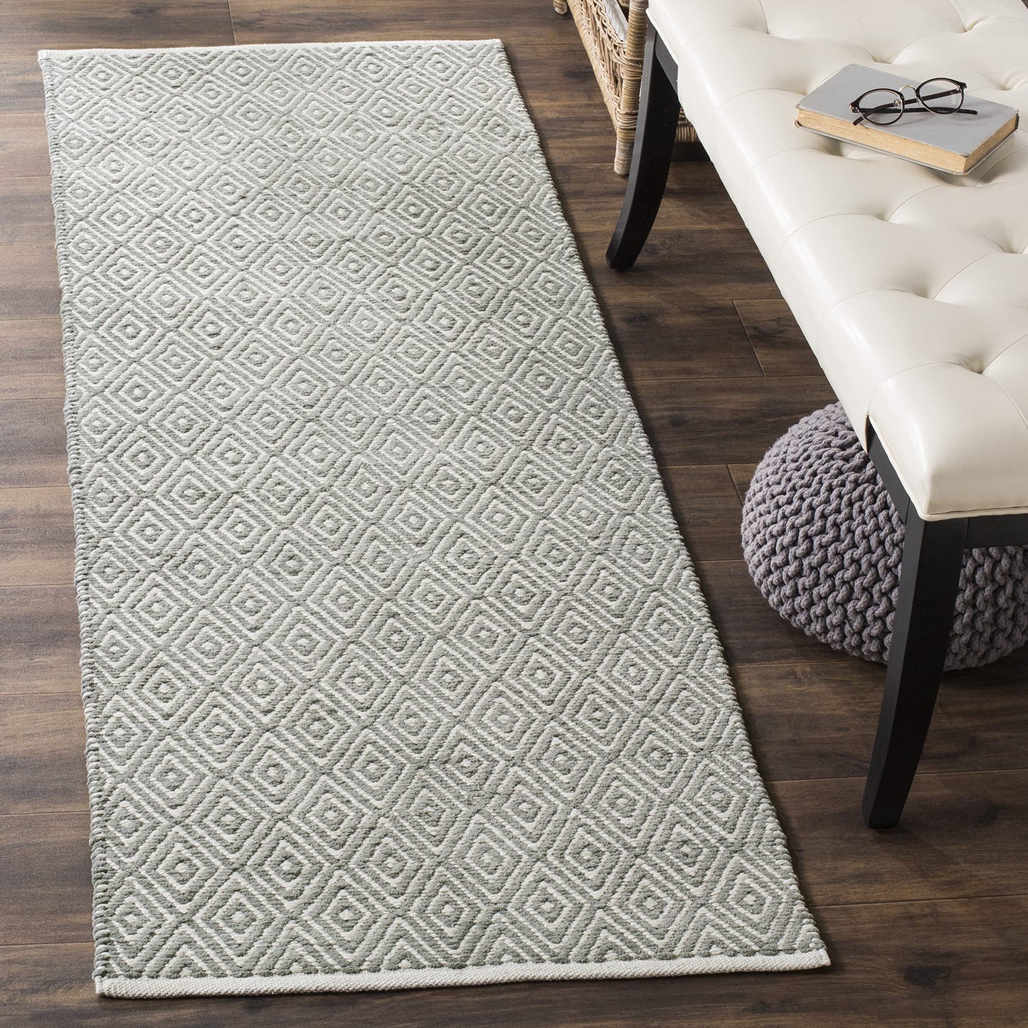 SAFAVIEH Boston Collection 2'3" x 11' Grey BOS682E Handmade Flatweave Cotton Runner Rug