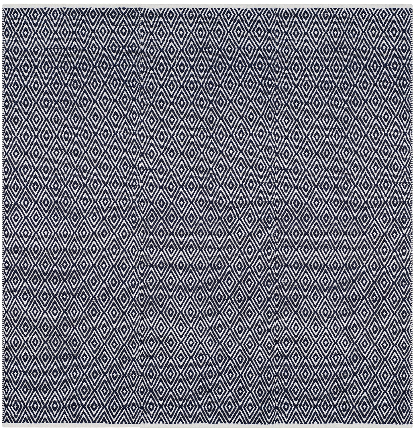 SAFAVIEH Boston Collection Area Rug - 4' Square, Navy, Handmade Flat Weave Cotton, Ideal for High Traffic Areas in Living Room, Bedroom (BOS682D)
