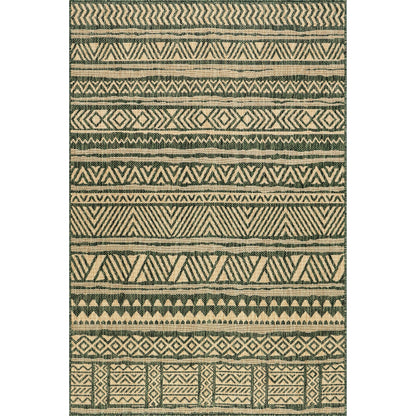 nuLOOM Outdoor Performance Abbey Green/Brown, 5' x 8', Tribal, Soft and Cozy, High Traffic, Performance, Weather Resistant Area Rug for Indoor/Outdoor Patio, Deck, Porch, Garden, Courtyard