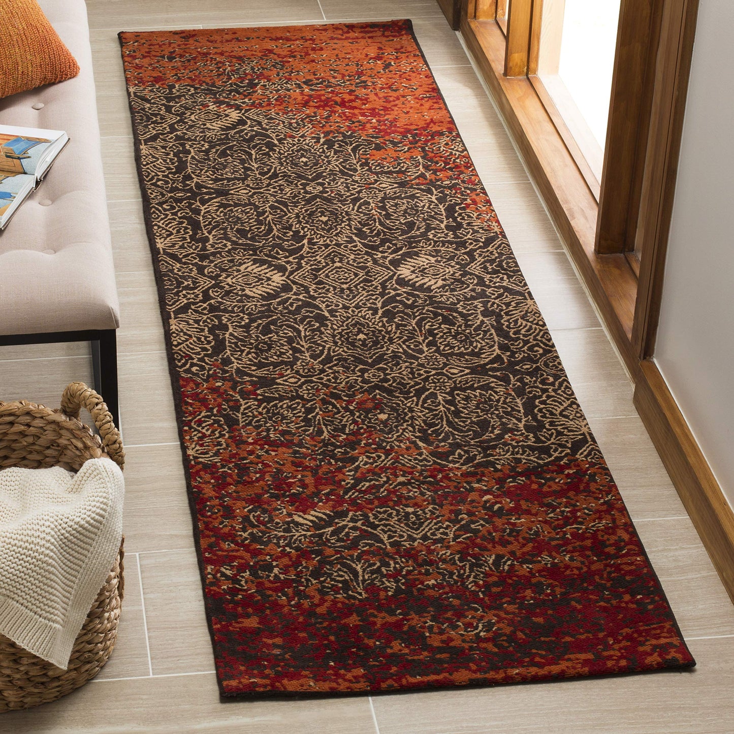 SAFAVIEH Classic Vintage Collection Runner Rug - 2'3" x 10', Rust & Brown, Distressed Design, Non-Shedding & Easy Care, Ideal for High Traffic Areas in Living Room, Bedroom (CLV224A)