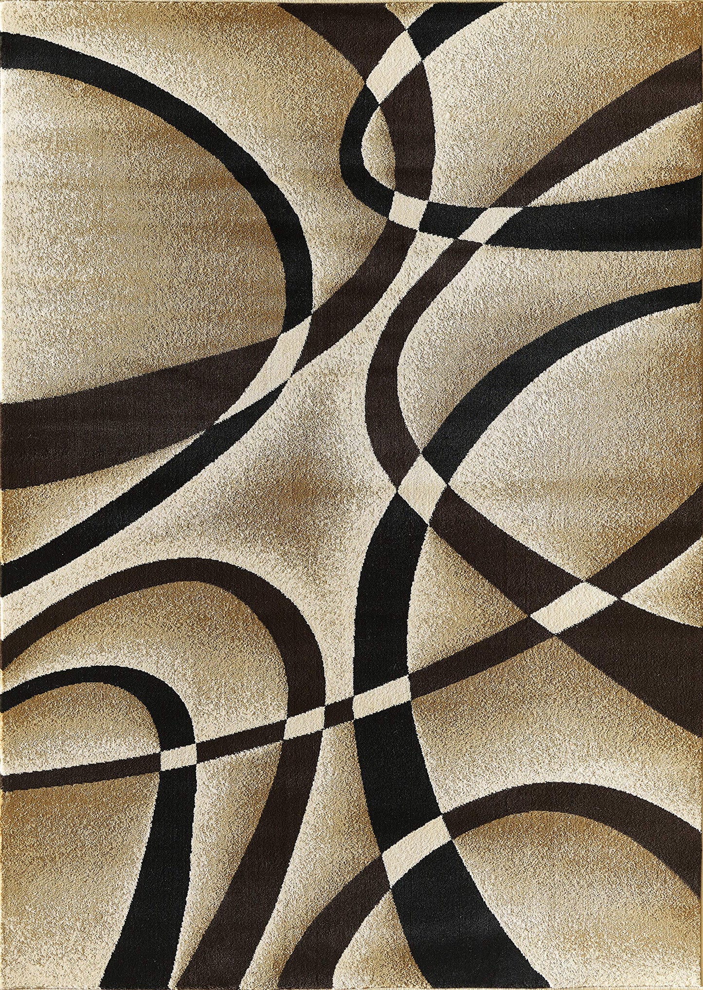 GLORY RUGS Modern Area Rug 5x7 Beige Swirls Carpet Bedroom Living Room Contemporary Dining Accent Sevilla Collection 4816A (Brown)