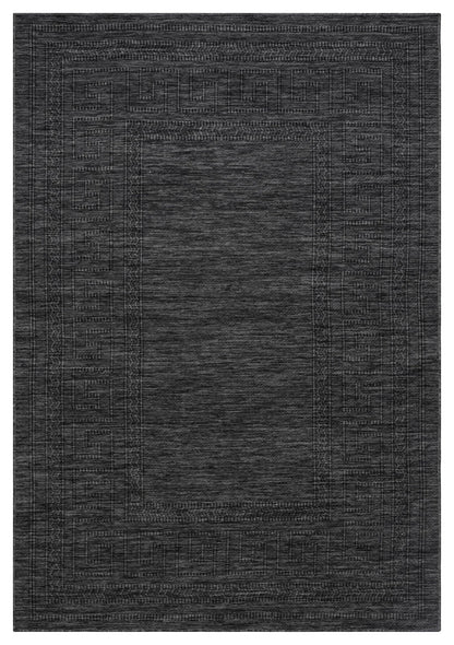 RUGGERRUGS Diana Textured Foldable Indoor Outdoor Rug, 5x7, Weather Resistant, Easy Clean, UV Resistant, Modern Bordered Patio Carpet for Porch, Deck, Backyard, Living Room (5' x 7', Charcoal)