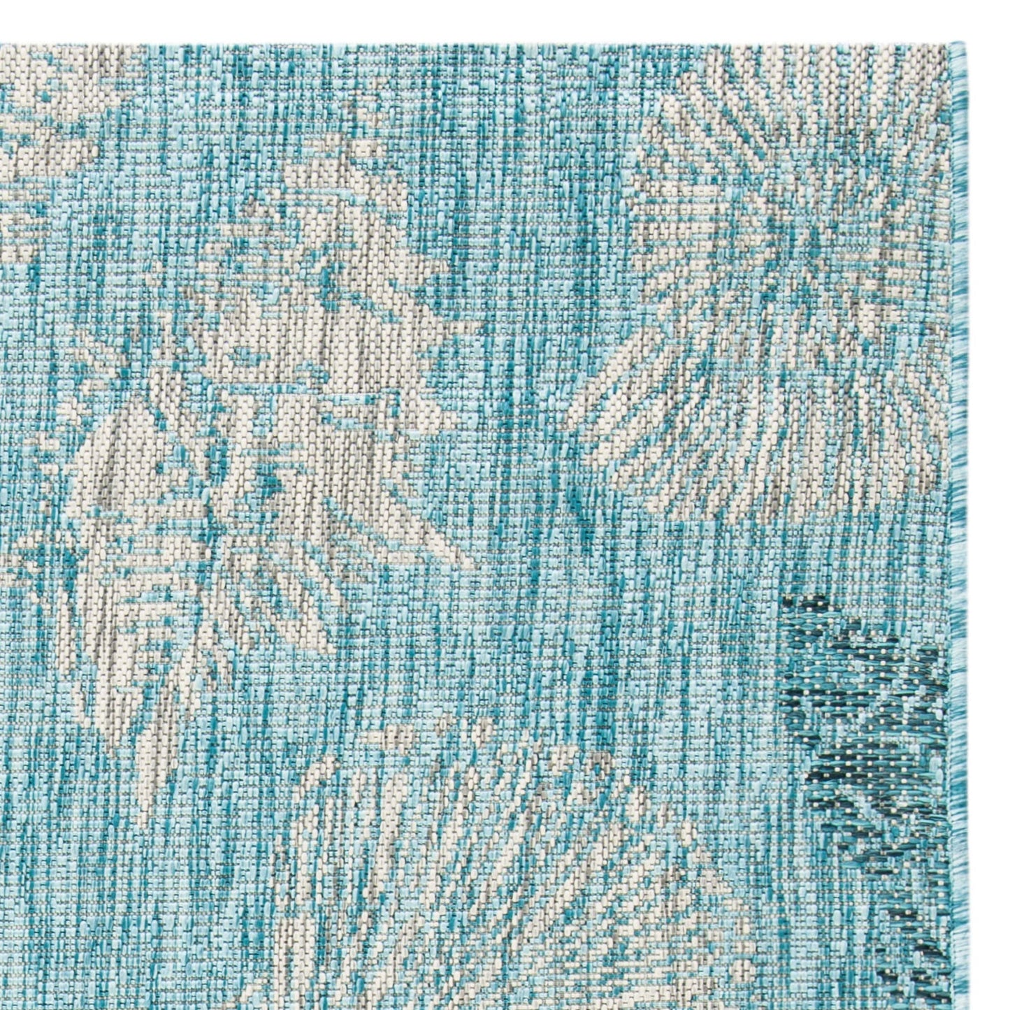 SAFAVIEH Washable Rug Outdoor Courtyard Collection - 5'3" x 7'7", Aqua Blue & Cream, Non-Shedding & Easy Cleaning, Ideal for Patio, Backyard, Mudroom (CY8547-37121)
