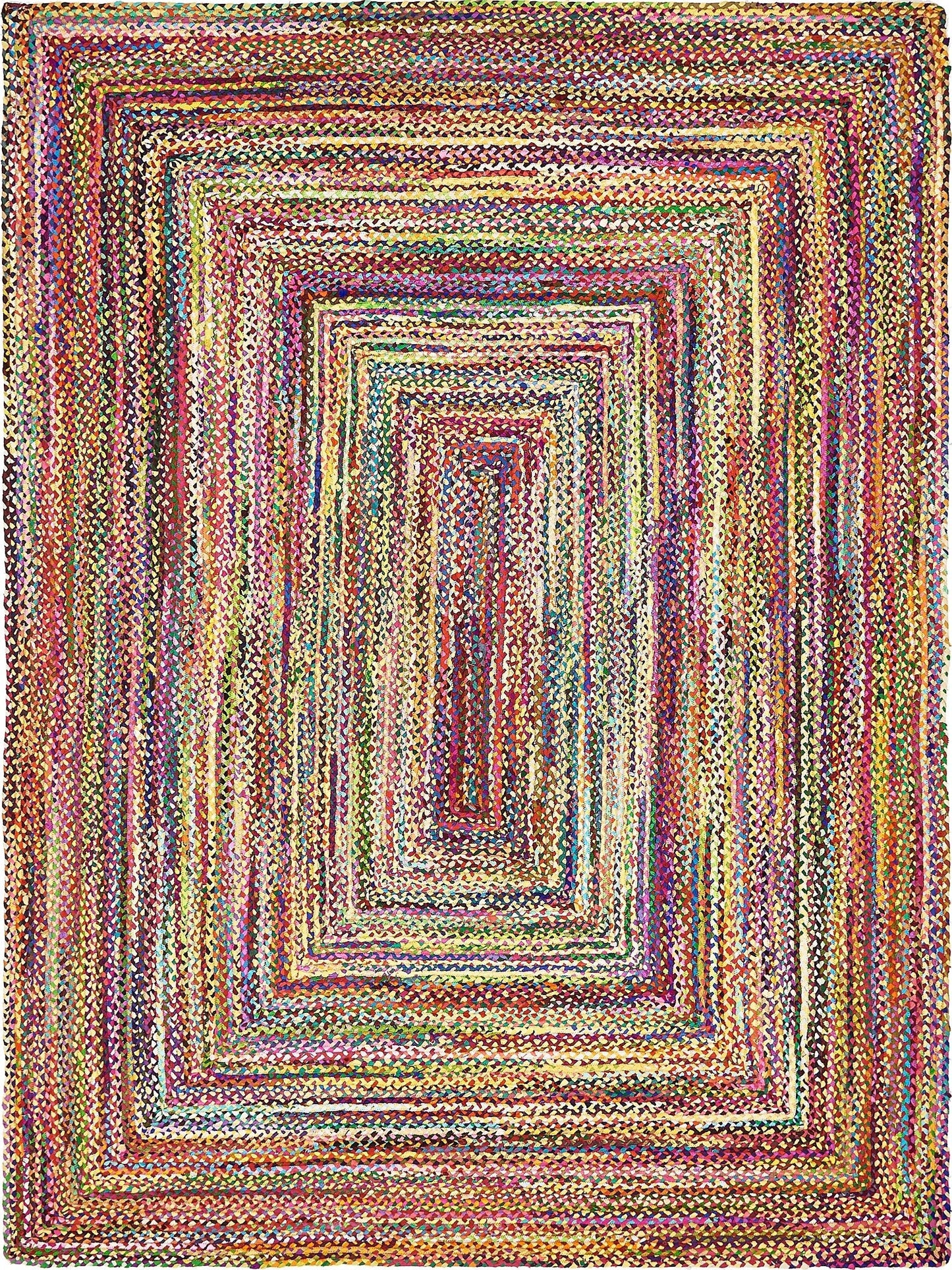 Unique Loom Braided Chindi Collection Area Rug - Layer (9' x 12' 2" Rectangle, Multi/ Blue)