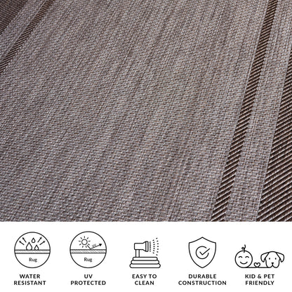 SAFAVIEH Washable Rug Outdoor Courtyard Collection - 8' x 10', Beige & Brown, Non-Shedding & Easy to Clean, Ideal for Patio, Backyard, Mudroom (CY8477-36312)