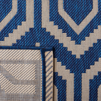 SAFAVIEH Courtyard Collection 5'3" x 7'7" Navy/Beige CY6902 Indoor/ Outdoor Splashproof Easy Scrubbing Patio Backyard Mudroom Area Rug