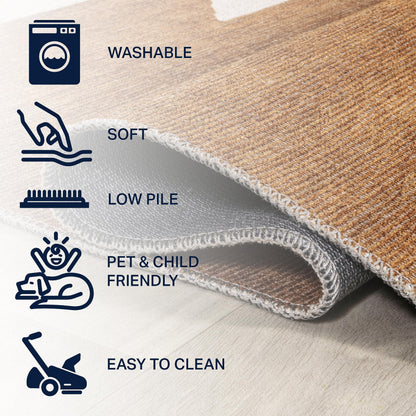 JONATHAN Y Machine Washable Indoor Area Rug 4X6 Terracotta/Cream, Chayton Minimalist Geometric for Living Room, Bedroom, Kitchen, Office, Easy-Cleaning, Pet-Friendly, Non-Shedding WSH110A-4