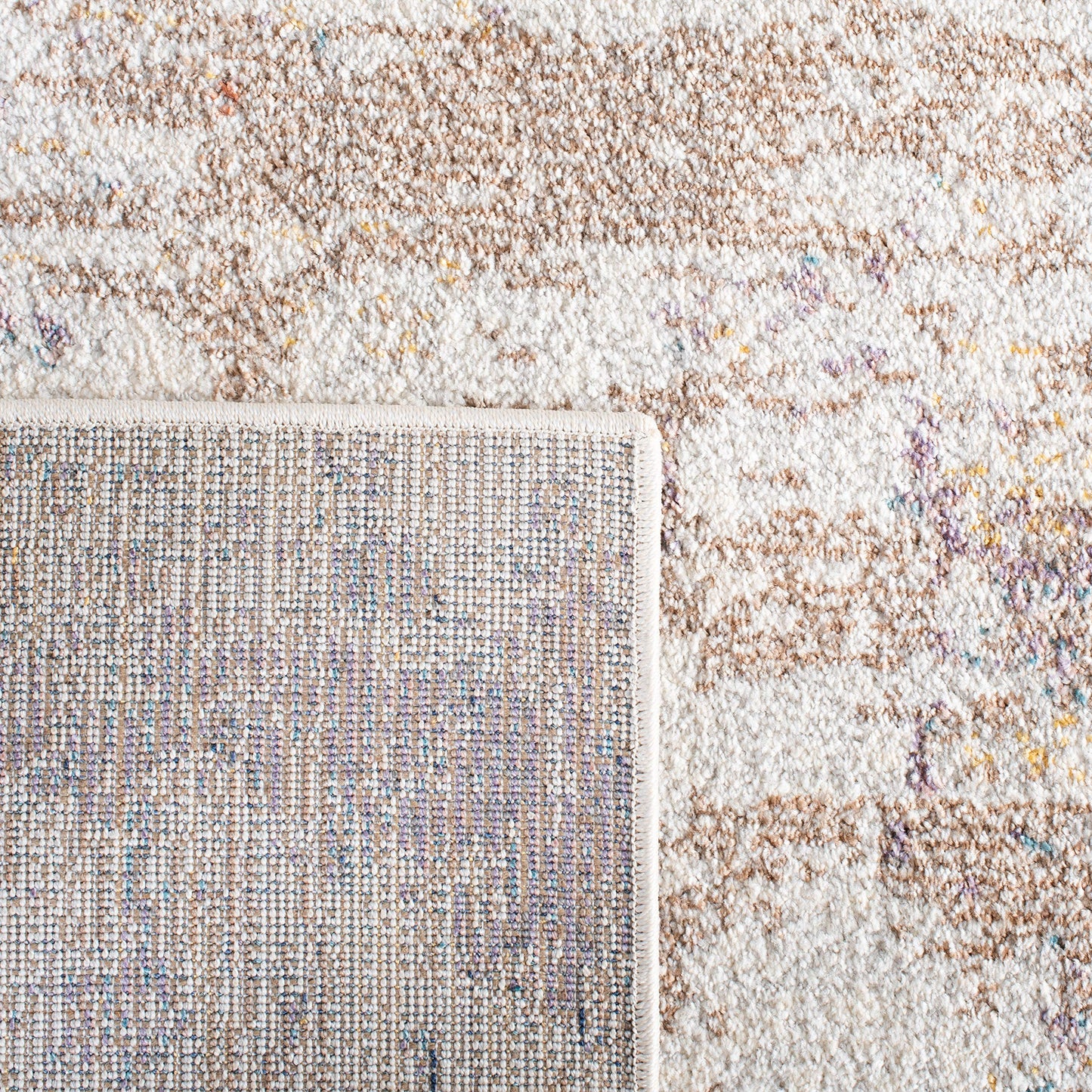 SAFAVIEH Crystal Collection Accent Rug - 4'5" x 6'5", Ivory & Beige, Abstract Distressed Design, Non-Shedding & Easy Care, Ideal for High Traffic Areas in Entryway, Living Room, Bedroom (CRS318A)