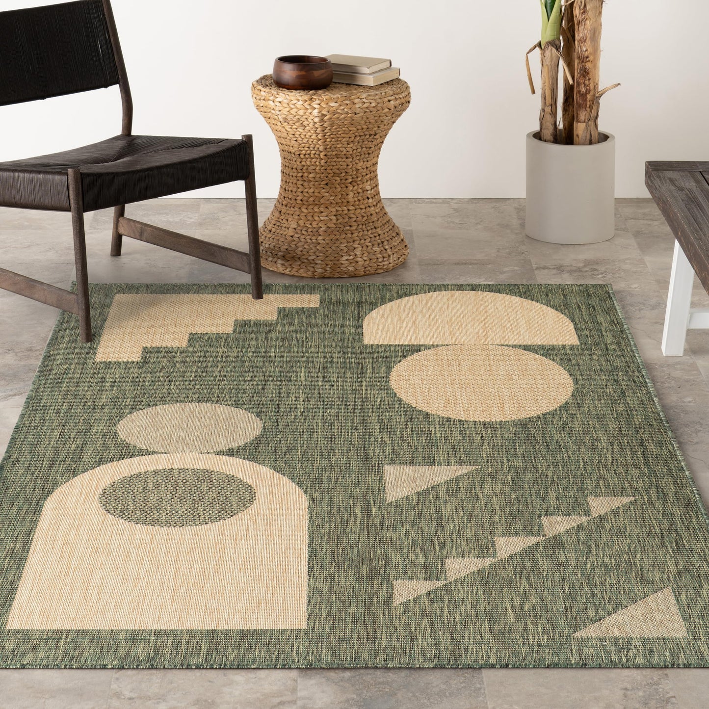 Nuloom Outdoor Performance Tayla Green/Brown, 4' x 6', Abstract, Soft and Cozy, High Traffic, Stain Resistant, Easy Clean, Durable Area Rug for Indoor/Outdoor Patio, Deck, Porch, Garden, Courtyard