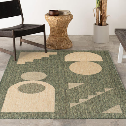 Nuloom Outdoor Performance Tayla Green/Brown, 4' x 6', Abstract, Soft and Cozy, High Traffic, Stain Resistant, Easy Clean, Durable Area Rug for Indoor/Outdoor Patio, Deck, Porch, Garden, Courtyard