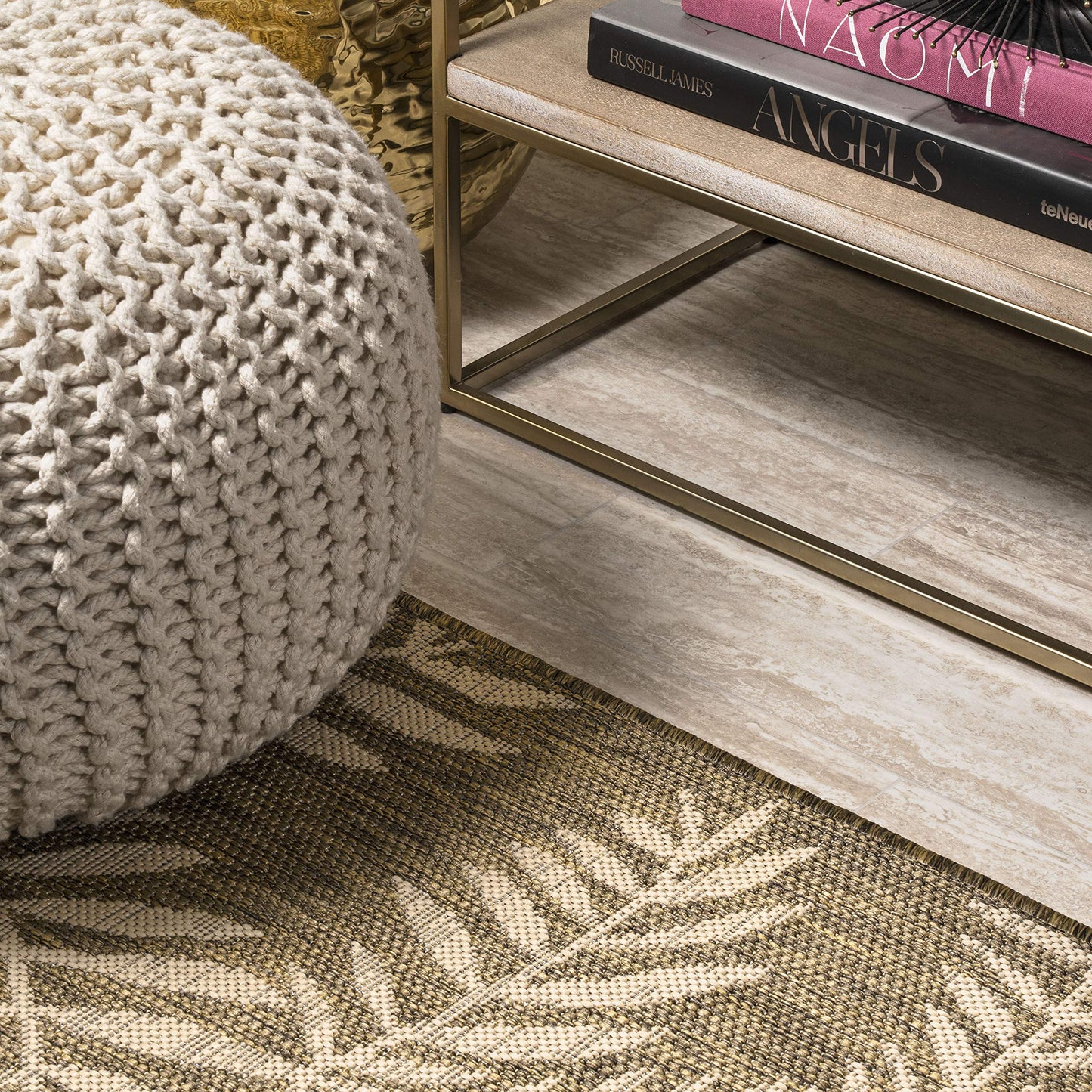 JONATHAN Y Palm Frond Indoor Outdoor Area Rug 8X10 Brown/Beige, Nevis for Backyard, Patio, Porch, Easy-Cleaning, High Traffic, Pet-Friendly, Non-Shedding (SMB119A-8)