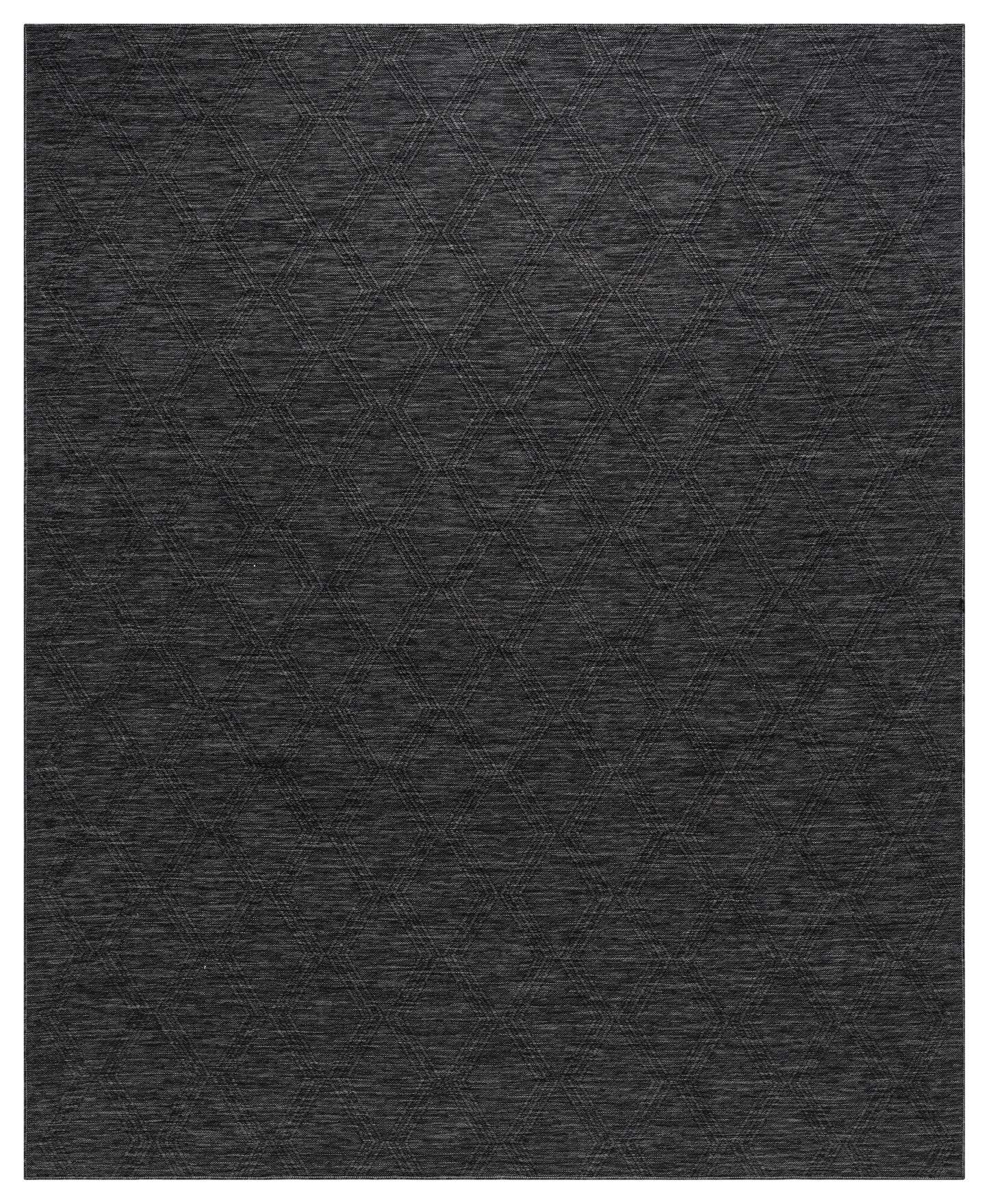RUGGERRUGS Darla Textured Foldable Indoor Outdoor Rug, 8x10, Weather Resistant, Easy Clean, Lightweight Contemporary Geometric Patio Carpet for Porch, Deck, Living Room (8' x 10', Charcoal)