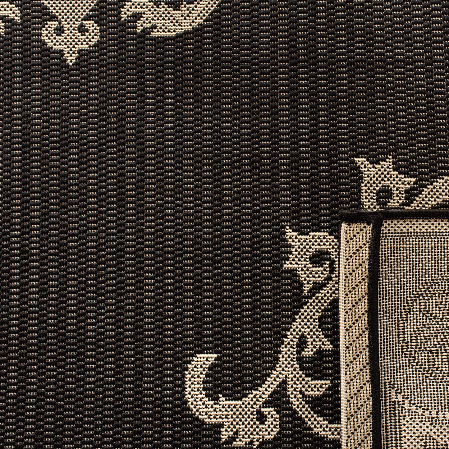 SAFAVIEH Washable Rug Outdoor Courtyard Collection - 2'7" x 5', Black & Sand, Non-Shedding & Easy Cleaning, Ideal for Patio, Backyard, Mudroom (CY2914-3908)