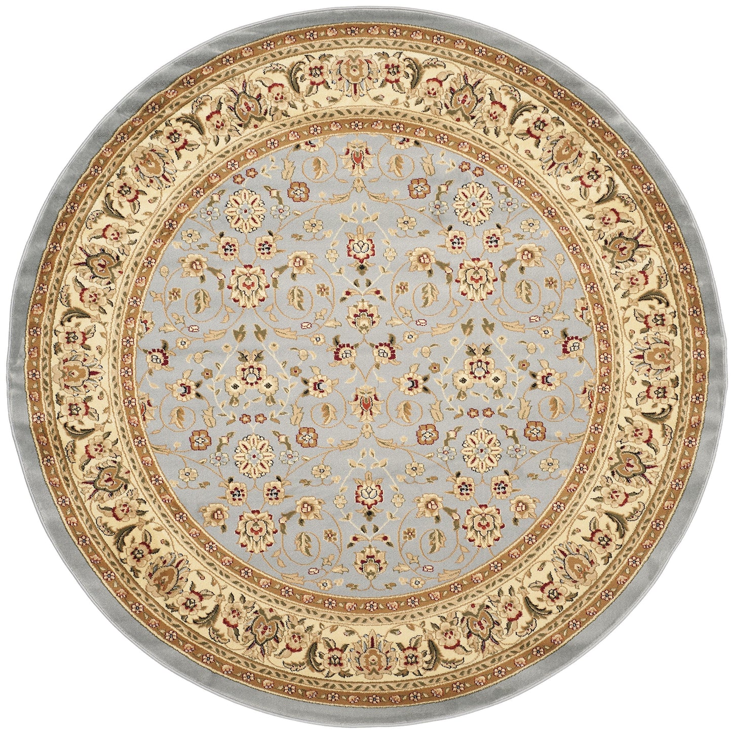 SAFAVIEH Lyndhurst Collection Area Rug - 4' Round, Light Blue & Ivory, Traditional Oriental Design, Non-Shedding & Easy Care, Ideal for High Traffic Areas in Living Room, Bedroom (LNH312B)