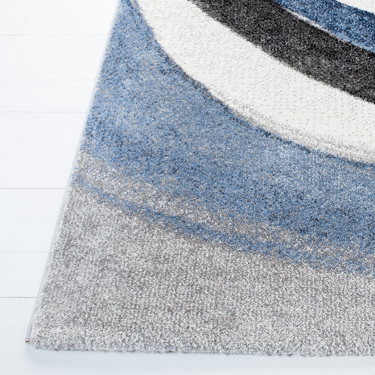 SAFAVIEH Hollywood Collection Area Rug - 8' Square, Grey & Blue, Mid-Century Modern Design, Non-Shedding & Easy Care, Ideal for High Traffic Areas in Living Room, Bedroom (HLW766F)