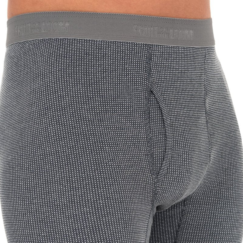 Fruit of The Loom Men's 3-Pack Recycled Waffle Thermal Underwear Bottom, Greystone Heather/Greystone Heather/Black, 3X-Large