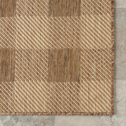 Nuloom Falonia Plaid 4' x 6' Indoor/Outdoor Area Rug for Living Room Patio Deck Front Porch, Light Brown