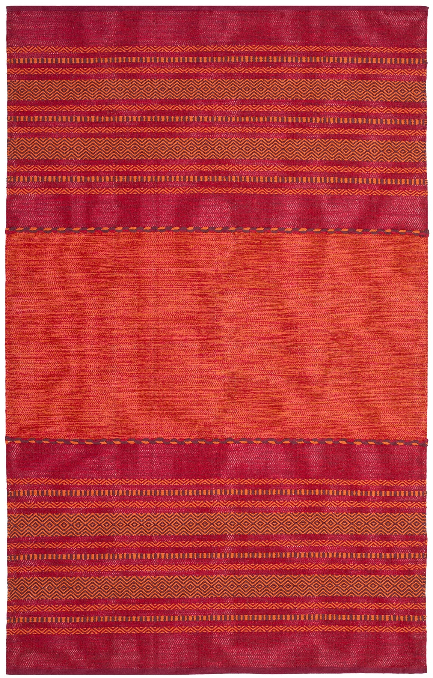 SAFAVIEH Montauk Collection Accent Rug - 4' x 6', Orange & Red, Handmade Flat Weave Cotton, Ideal for High Traffic Areas in Entryway, Living Room, Bedroom (MTK215A)