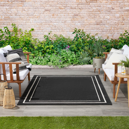 Nourison Home Nourison Essentials Black Ivory 5' x 7' Area Rug - Easy Clean, Non Shedding, Bed Room, Living Room, Dining Room, Kitchen (5' x 7')