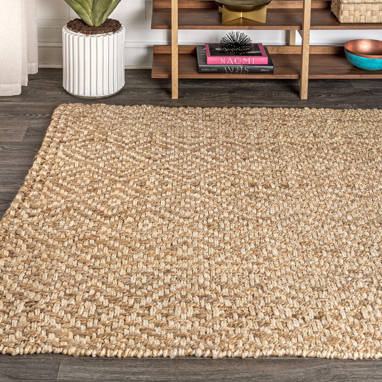 JONATHAN Y Hira Hand Woven Diamond Chunky Jute Natural Indoor Area Rug, 5x8, Bohemian, Transitional, Easy-Cleaning for Living Room, Bedroom, Kitchen, Pet Friendly, Non-Shedding (NFR100A-5)