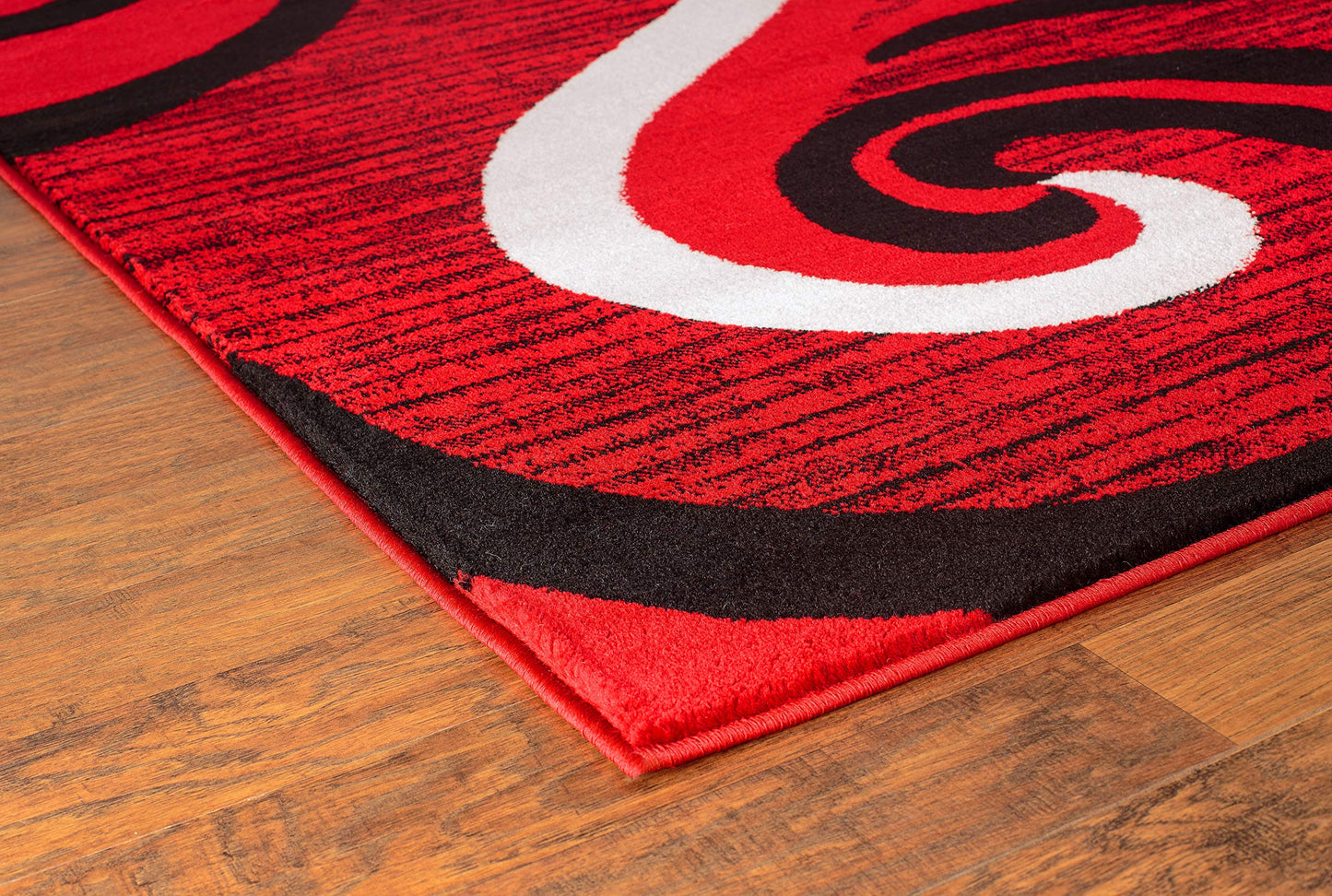 GLORY RUGS Modern Area Rug 5x7 Red Swirls Carpet Bedroom Living Room Contemporary Dining Accent Sevilla Collection 4817 (5x7, Red)