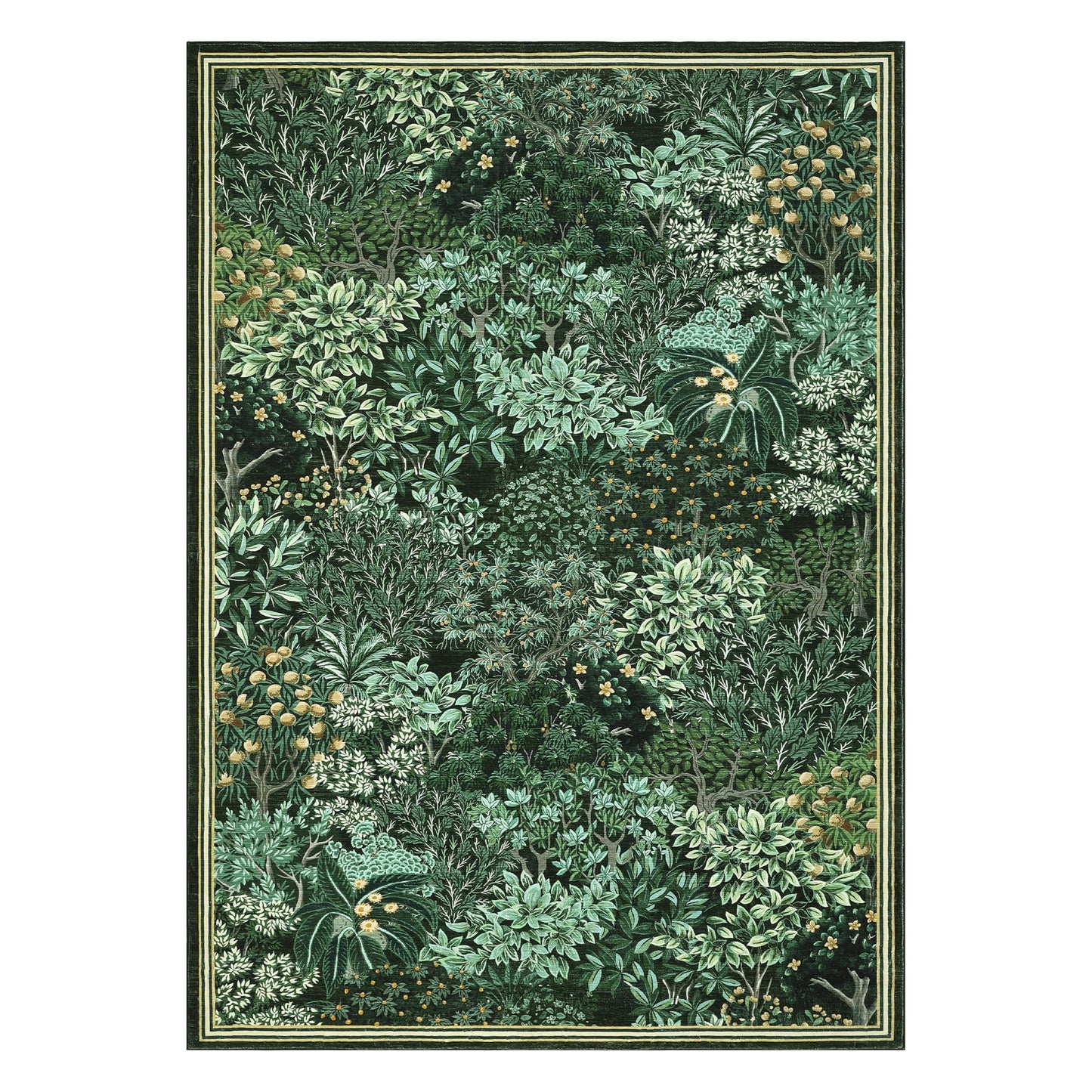 GarveeHome Forest Rugs 5x7, Green Washable Area Rugs for Living Room 5x7, Botanical Low Pile Non Slip Stain Resistance Woodland Rug for Farmhouse, Bedroom, Dining Room
