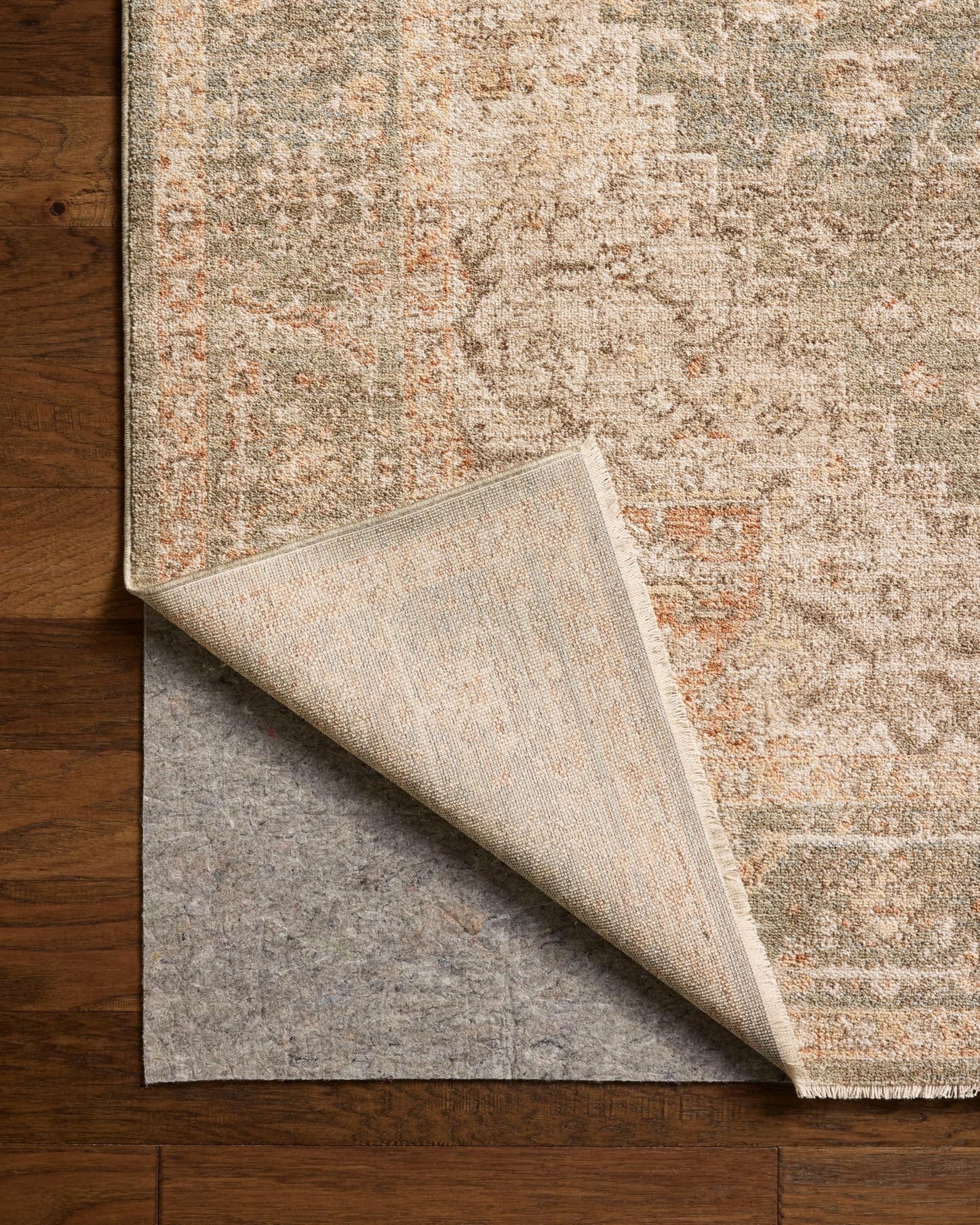 Loloi Chris Loves Julia Palma Collection PLM-08 Olive/Spice 5'-3" x 7'-6" Fringe Area Rug Vintage Style Boho Living Room Bedroom Carpet