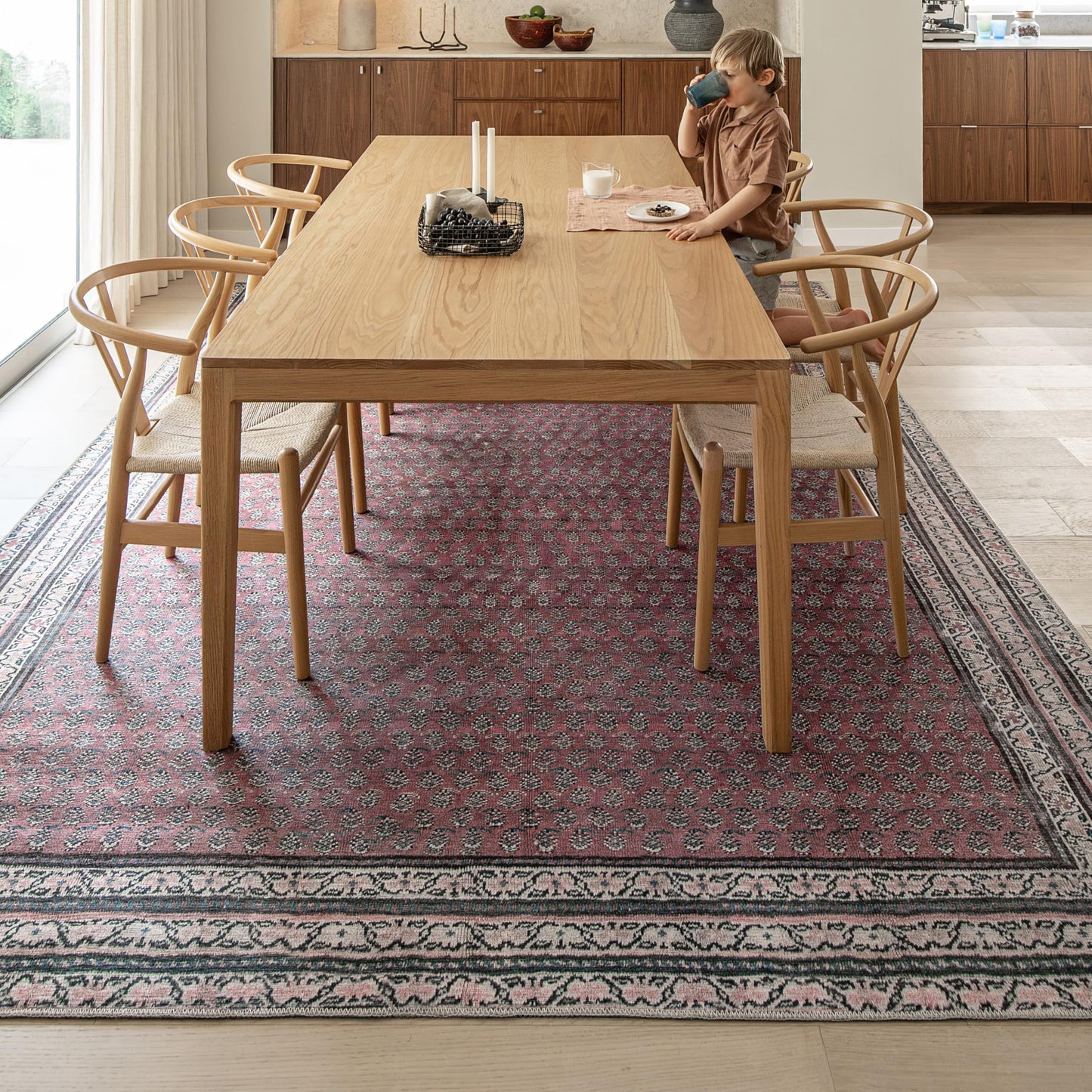 KNOTTING MATTERS Rusty Rhythm 7’6” x 9’6” Area Rug – Deep Rust & Charcoal Heritage Flatweave, Low-Pile – Easy Clean Area Rug – Perfect for Living Room, Dining Room, Bedroom – Pet & Kid Friendly