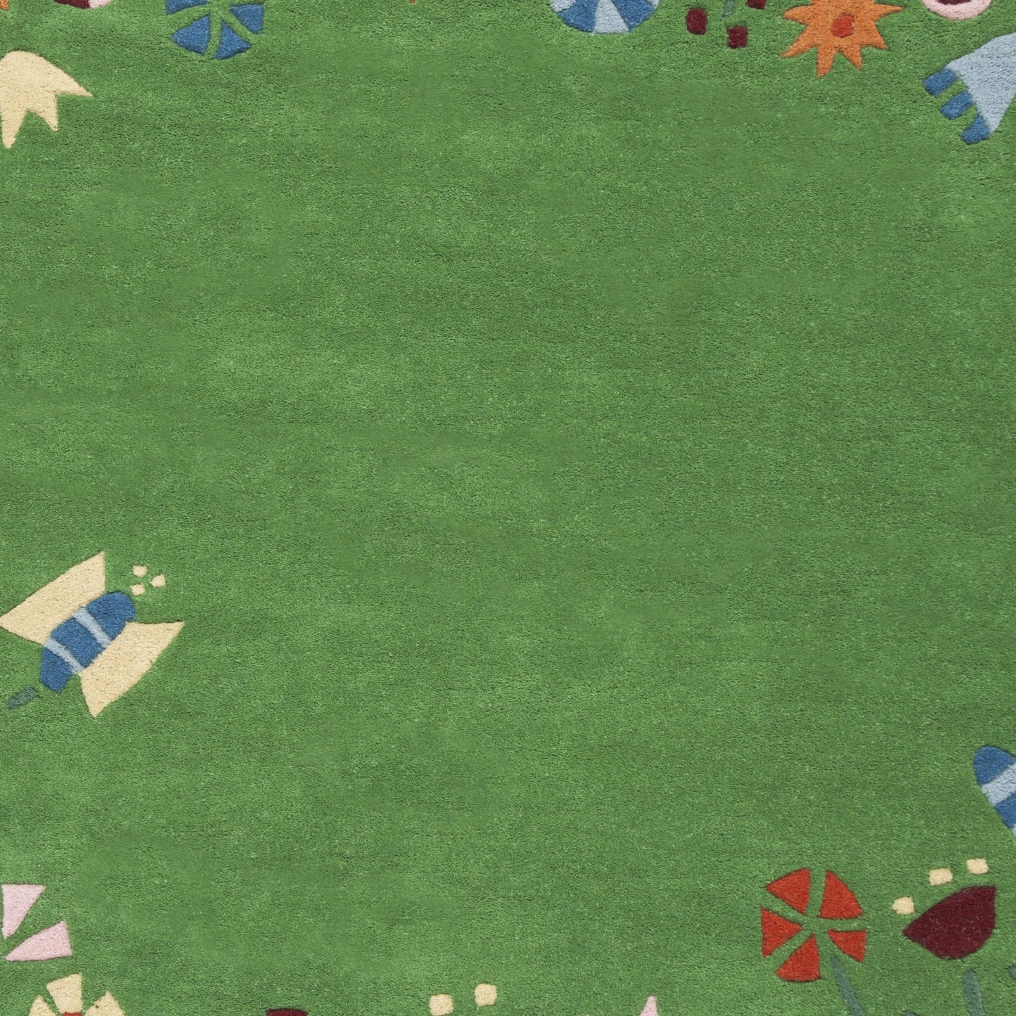 SAFAVIEH Kids Collection Area Rug - 6' Round, Green & Multi, Handmade Grass and Flowers Wool, Ideal for High Traffic Areas in Living Room, Bedroom (SFK751A)
