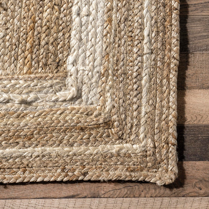 Nuloom Rikki Off-White/Natural, 3' x 5' Oval, Coastal Braided, Jute, Soft and Textured, High Traffic, Stain Resistant, Easy Clean, Durable Area Rug for Bedroom, Living Room, Dining, Foyer, Entryway