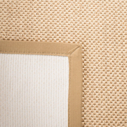 SAFAVIEH Area Rug 11x15 - Natural Fiber Collection - Large - Maize & Linen Color, Sisal, Woven Design with Border (NF141B)