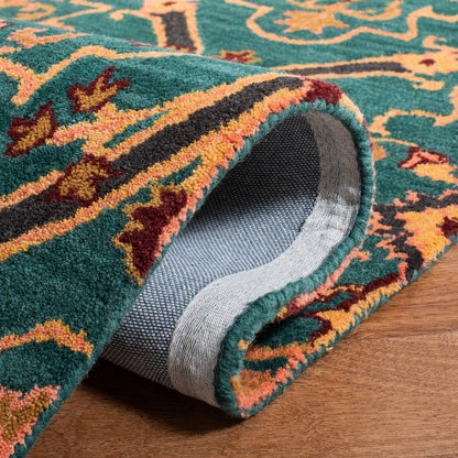 SAFAVIEH Heritage Collection 4' x 6' Green/Orange HG475Y Handmade Traditional Oriental Premium Wool Entryway Living Room Foyer Bedroom Accent Rug