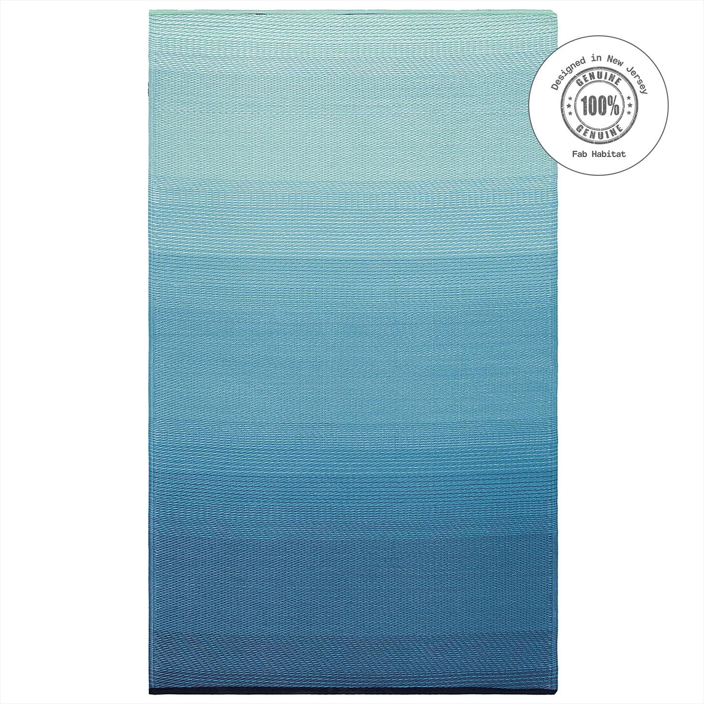 Fab Habitat Outdoor Rug - Waterproof, Fade Resistant, Crease-Free - Premium Recycled Plastic - Ombre - Patio, Porch, Deck, Balcony - Big Sur - Teal - 5 x 8 ft