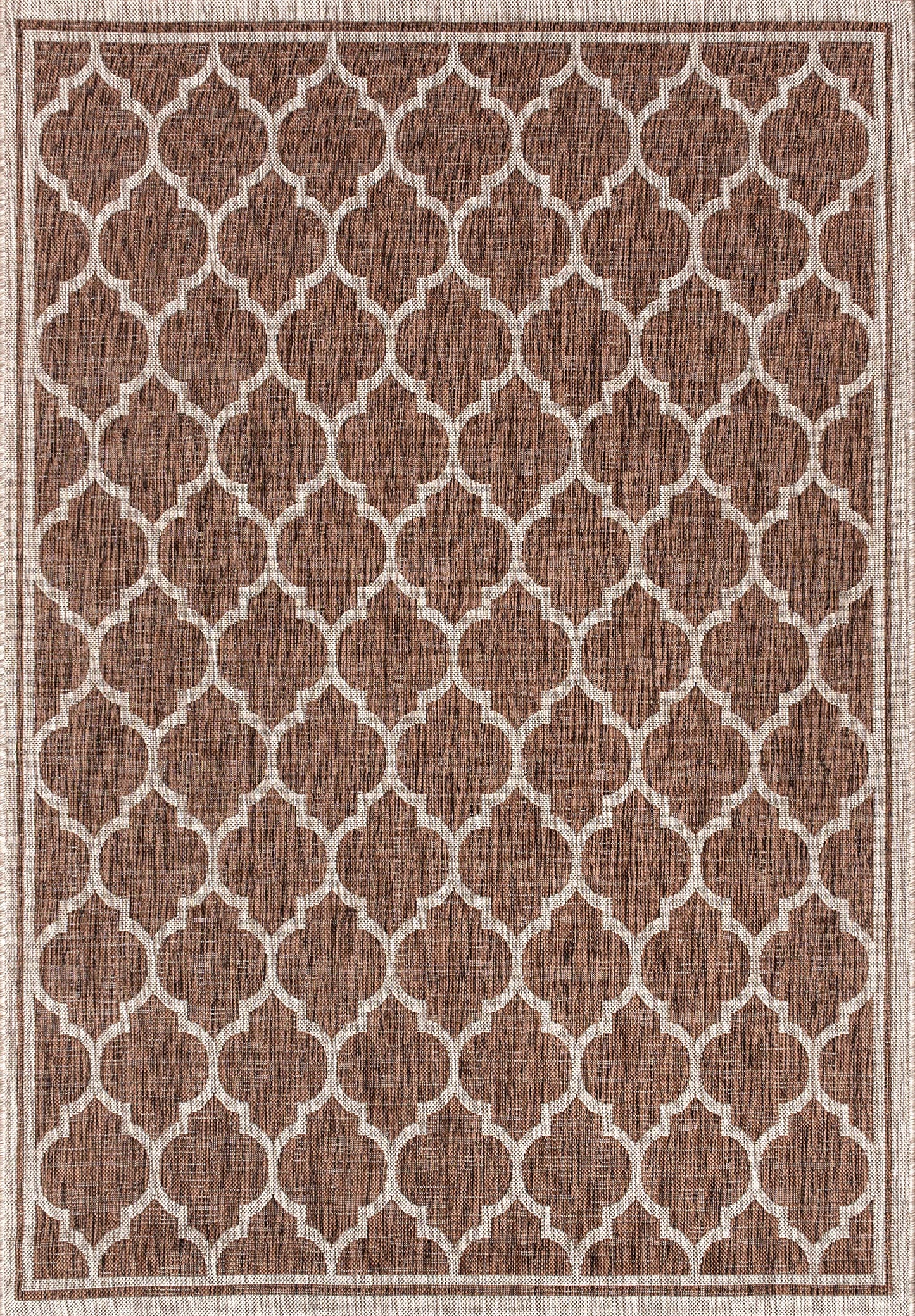 JONATHAN Y Moroccan Trellis Indoor Outdoor Area Rug 8X10 Espresso/Taupe, Trebol Textured Weave for Backyard, Patio, Porch, Easy-Cleaning, High Traffic, Pet-Friendly, Non-Shedding (SMB109B-8)