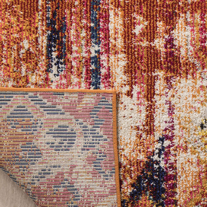 SAFAVIEH Monaco Collection Area Rug - 6'7" x 9'2", Orange & Multi, Boho Chic Tribal Distressed Design, Non-Shedding & Easy Care, Ideal for High Traffic Areas in Living Room, Bedroom (MNC222H)