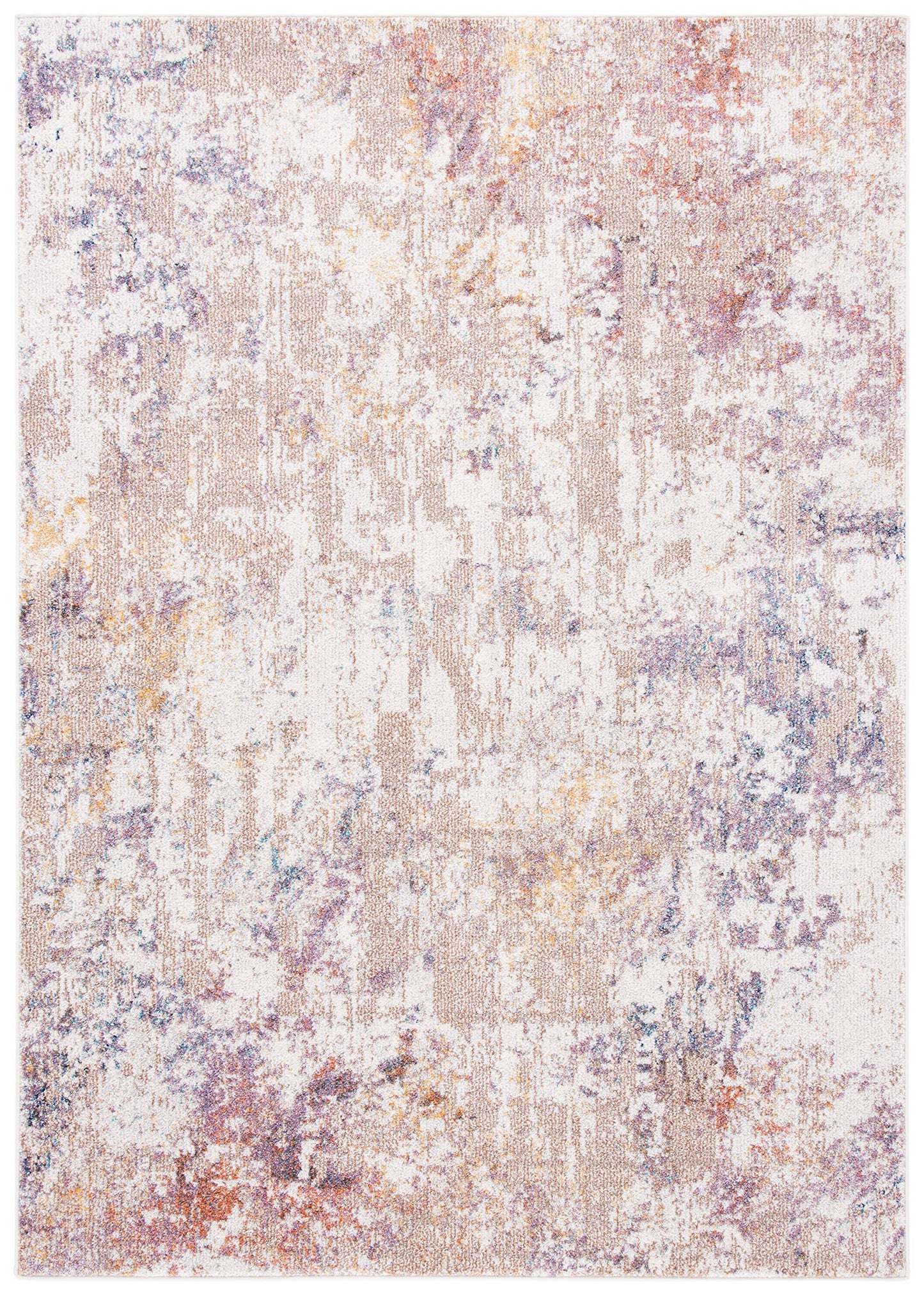 SAFAVIEH Crystal Collection Accent Rug - 4'5" x 6'5", Ivory & Beige, Abstract Distressed Design, Non-Shedding & Easy Care, Ideal for High Traffic Areas in Entryway, Living Room, Bedroom (CRS318A)