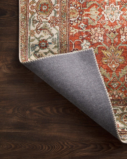 Loloi Layla Collection LAY-05 Ocean/Multi 7'-6" x 9'-6" .13" Thick Area Rug, Soft, Durable, Vintage Inspired, Distressed, Low Pile, Non-Shedding, Easy Clean, Printed, Living Room Rug