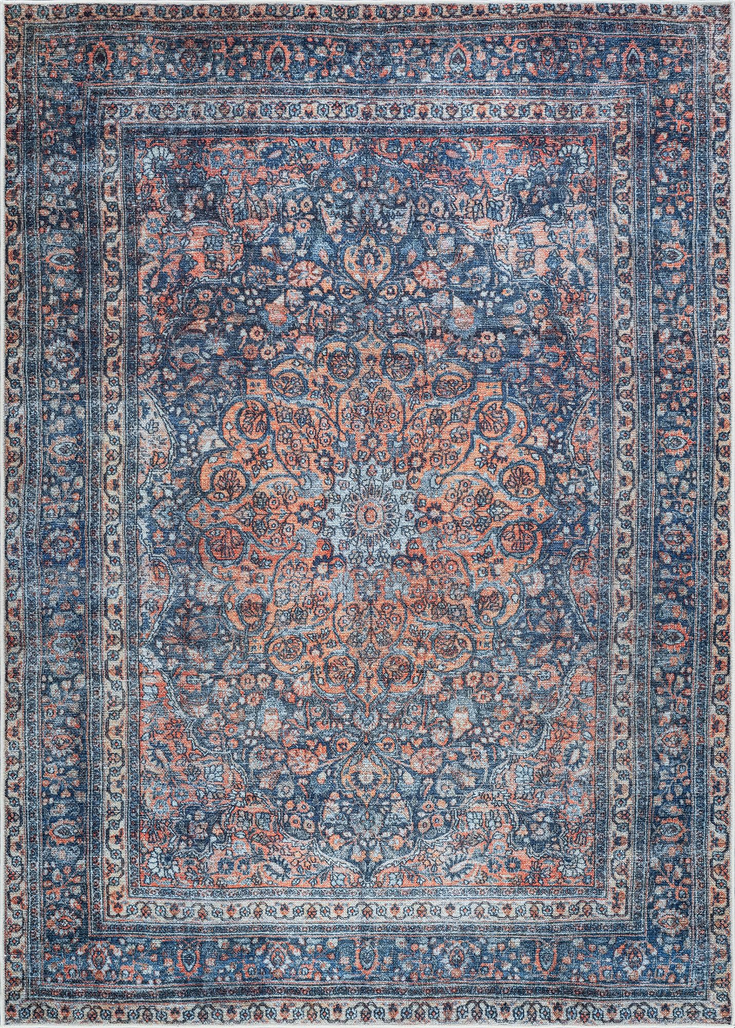 Bloom Rugs Washable Non-Slip 3' x 5' Rug - Multicolor Traditional Medallion Area Rug for Living Room, Bedroom, Dining Room, and Kitchen - Exact Size: 3' x 5'