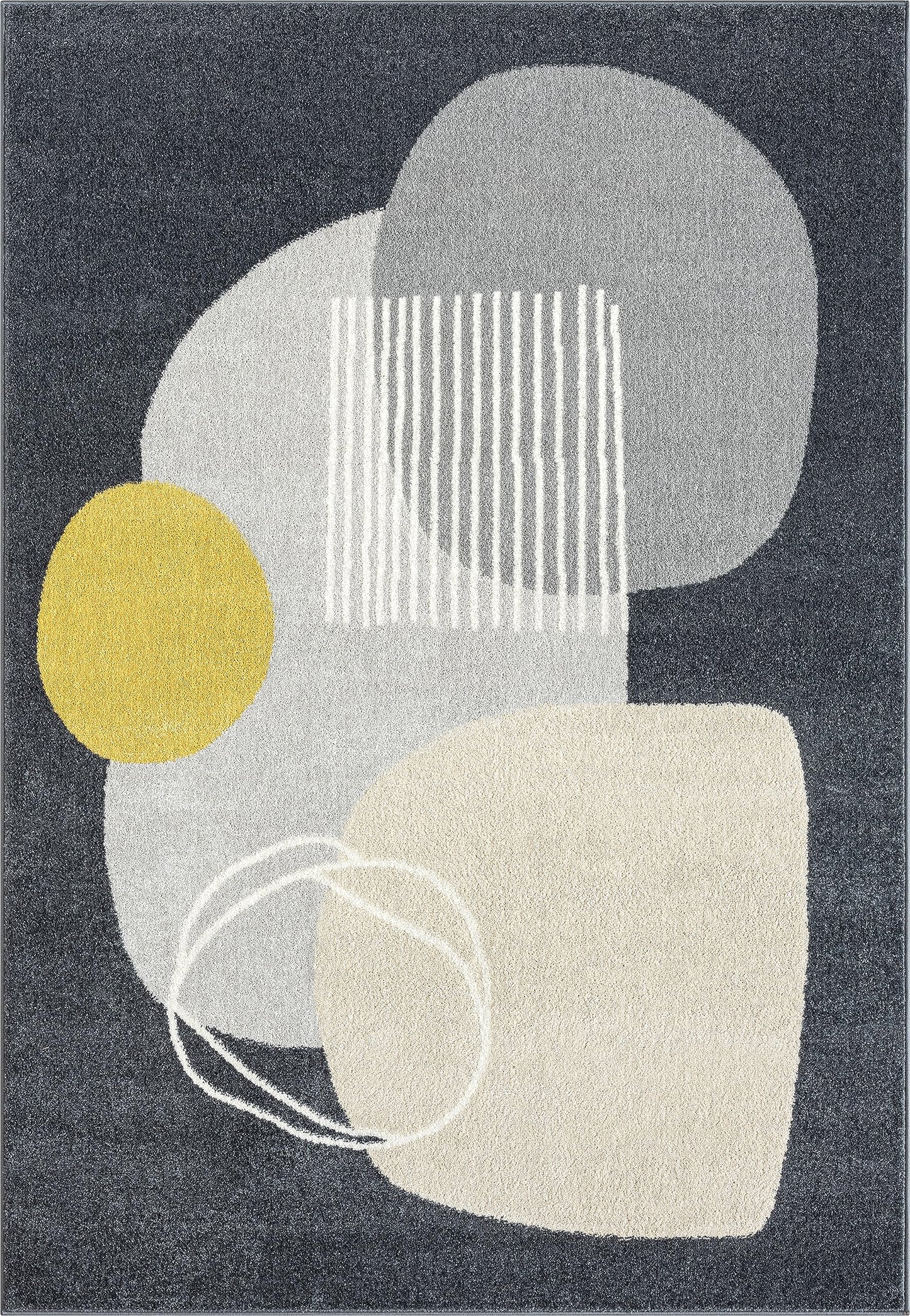 Abani Deco Collection Area Rug - Grey Minimalist Design -4' x 6' - Easy to Clean - Durable for Kids and Pets - Non-Shedding - Medium Pile - Soft Feel - for Living Room, Bedroom & Office