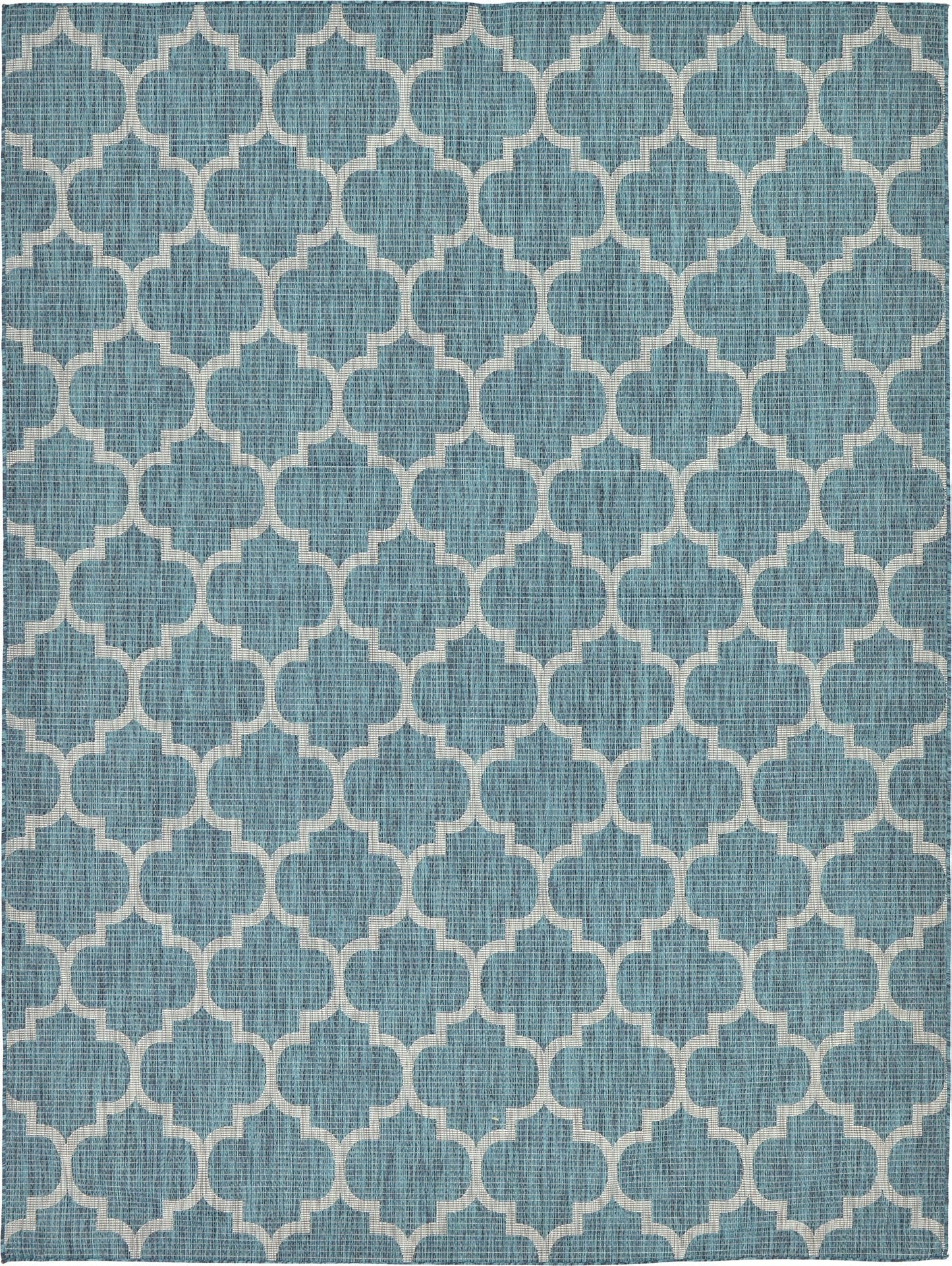 Unique Loom Outdoor Trellis Collection Area Rug (9' x 12' Rectangle, Teal/ Gray)