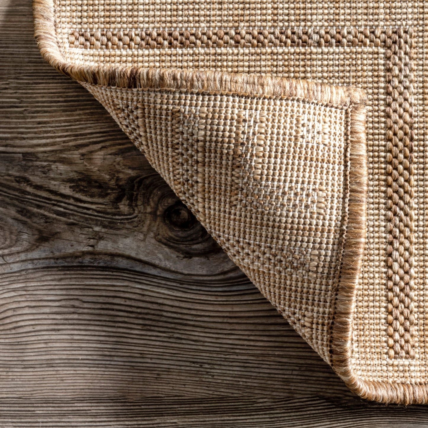 Nuloom Asha Light Brown/Ivory, 4' x 6', Casual, Striped Border, Soft and Cozy, High Traffic, Easy Clean, Durable Area Rug for Indoor/Outdoor Patio, Deck, Porch, Garden, Courtyard