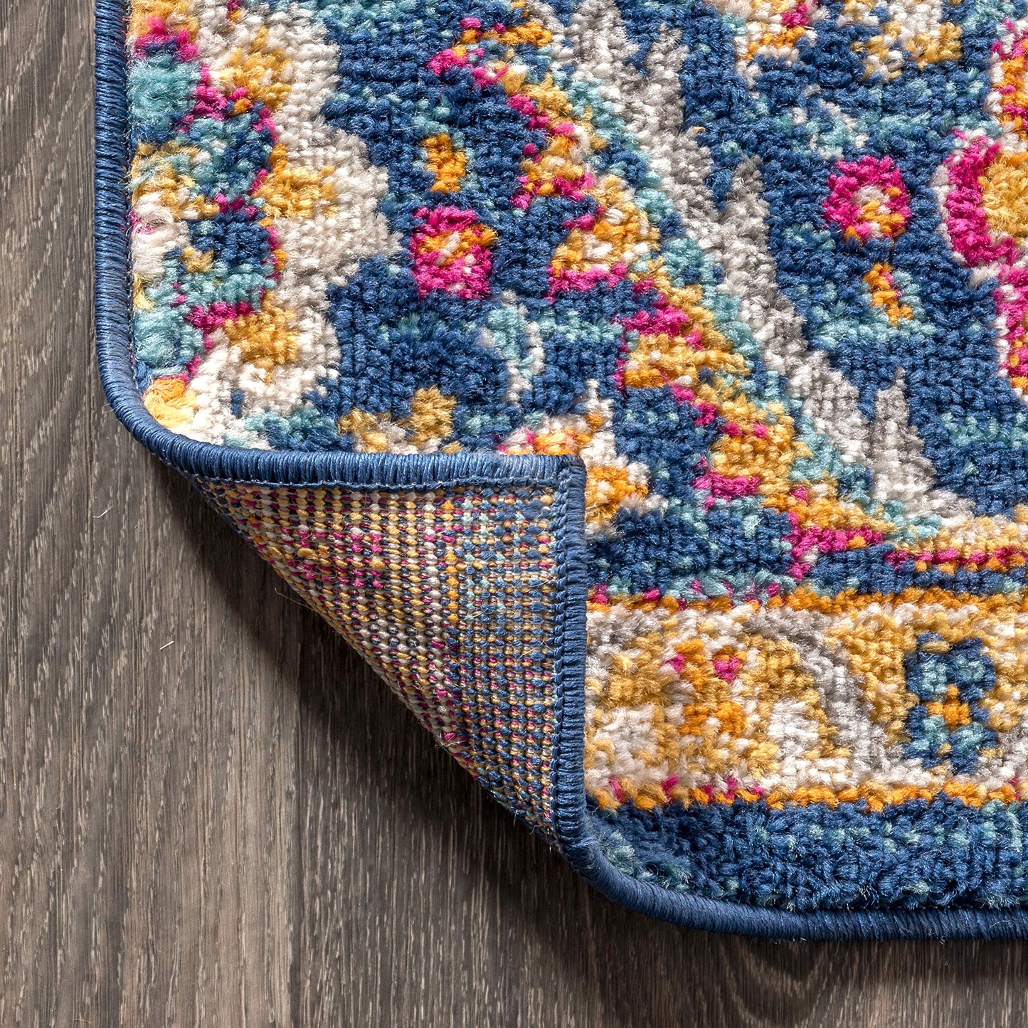 JONATHAN Y Boho Vintage Blue/Multi Runner Rug, 2x18, Bohemian Flair Medallion, Floral Easy-Cleaning High Traffic for Living Room, Bedroom, Kitchen, Pet-Friendly, Non Shedding (BMF106A-218)